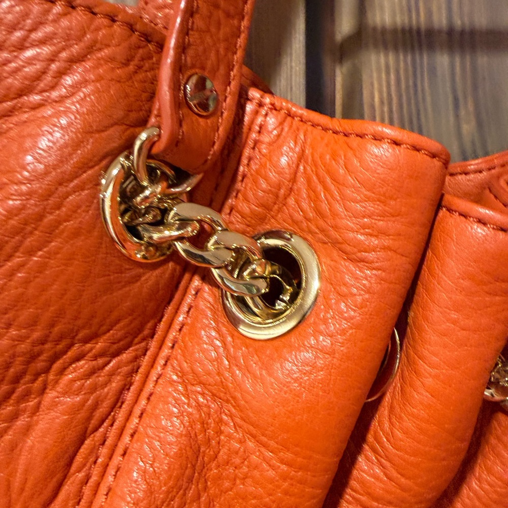 Michael Kors Orange Leather Tote Bag - Picture 5 of 13